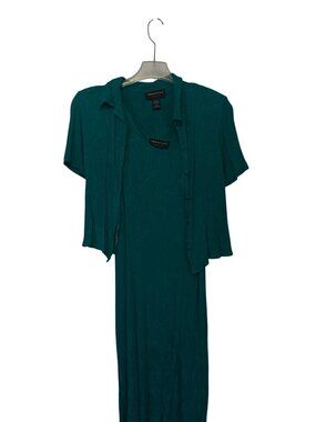 Connected Apparel 2 piece Maxi Dress Teal Size 12 100% Rayon Textured Sleeveless